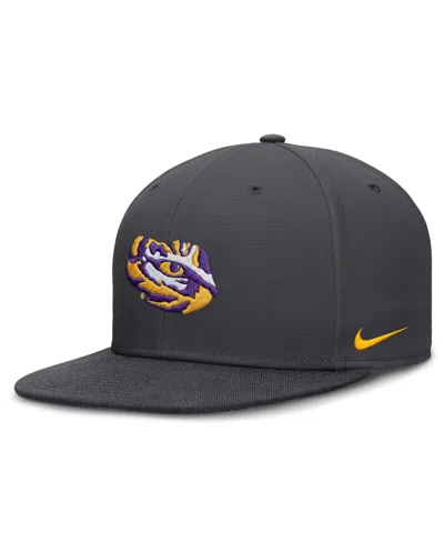 Nike Lsu Tigers Structured Fit Dri-fit High Crown Fitted Hat In Gray
