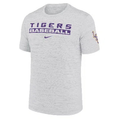 Nike Lsu Tigers Velocity Baseball Wordmark Stack  Men's Dri-fit College T-shirt In White