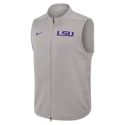 Nike Lsu Victory  Men's Therma-fit College Full-zip Vest In Gray