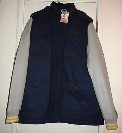 Pre-owned Nike M-65 Varsity Destroyer Hooded Wool & Leather Blue Gray Jacket Size 2xlt