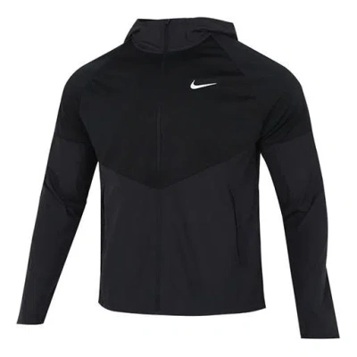 Nike M Nk Tf Turf Rpl Miler Jacket Hooded Cardigan Zipper Windproof Splicing Black