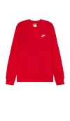 Nike Sportswear Club Fleece Sweatshirt In University Red & White