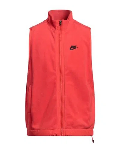 Nike Man Jacket Coral Size L Polyester In Red