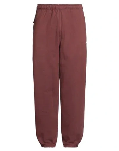 Nike Man Pants Chocolate Brown Size L Cotton, Polyester In Burgundy