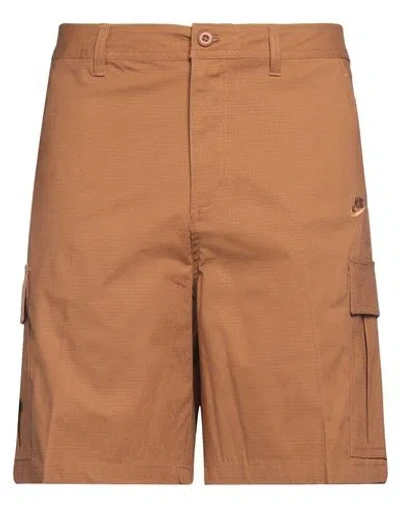 Nike Man Shorts & Bermuda Shorts Brown Size 34 Cotton, Elastane