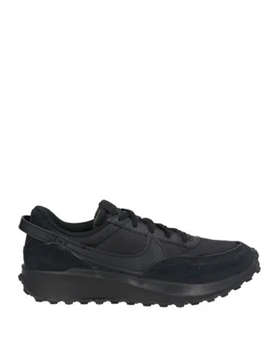 Nike Man Sneakers Black Size 10 Leather, Textile Fibers