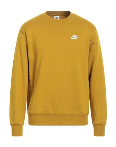 Nike Man Sweatshirt Khaki Size Xl Cotton, Polyester In Beige