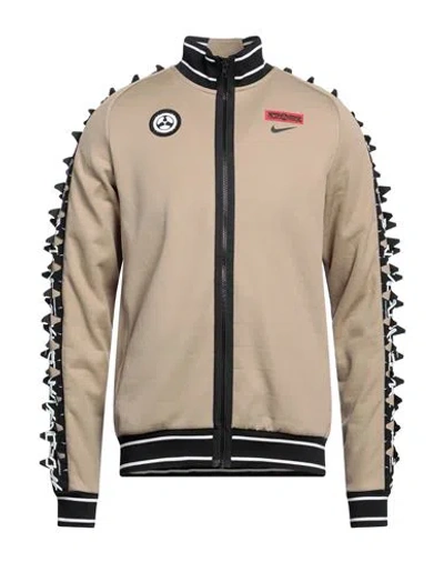 Nike Man Sweatshirt Khaki Size Xs Polyester, Nylon In Beige