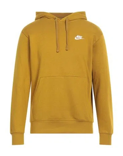 Nike Man Sweatshirt Mustard Size M Cotton, Polyester In Yellow