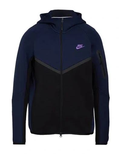 Nike Man Sweatshirt Navy Size Xl Cotton, Polyester In Black