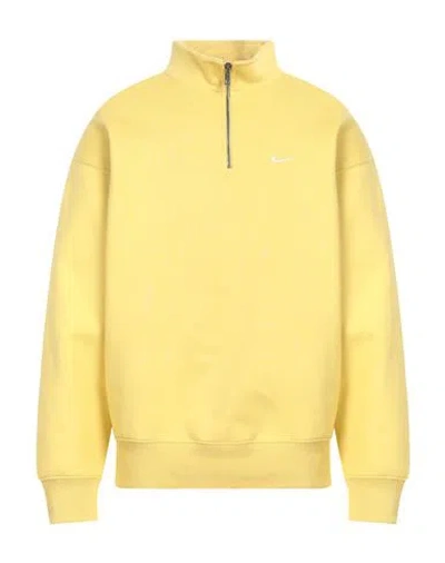 Nike Man Sweatshirt Yellow Size L Cotton, Polyester, Elastane