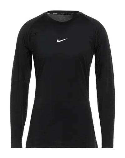 Nike Man T-shirt Black Size Xl Polyester, Elastane In Black/white