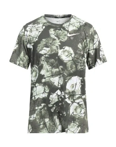 Nike Man T-shirt Military Green Size L Polyester, Elastane