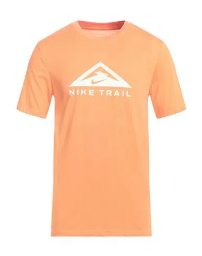 Nike Man T-shirt Orange Size M Polyester, Cotton, Viscose