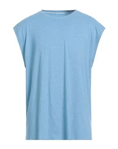 Nike Man T-shirt Sky Blue Size L Polyester, Lyocell, Elastane