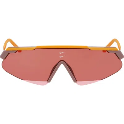 Nike Marquee 66mm Oversize Shield Sunglasses In Monarch/vermillion
