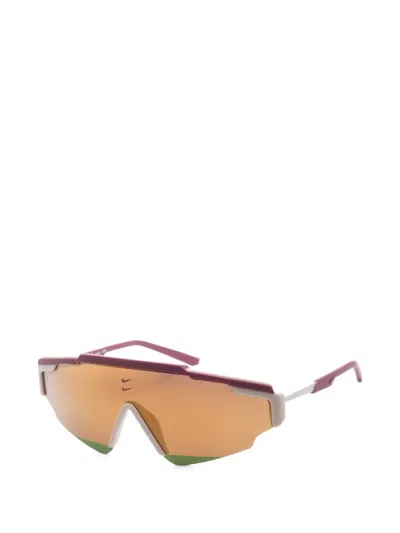 Nike Marquee Edge Geometric-frame Sunglasses In Burgundy