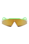 Nike Marquee M 66mm Oversize Shield Sunglasses In Green Strike/bronze Mirror