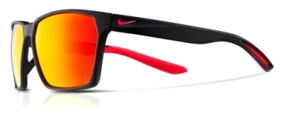 Pre-owned Nike Maverick-p-ev1097-010 Unisex Sunglasses In Black/polarized Red Mirror 59 Mm