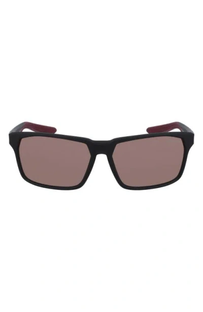 Nike Maverick Rge 59mm Rectangular Sunglasses In Matte Black/course Tint
