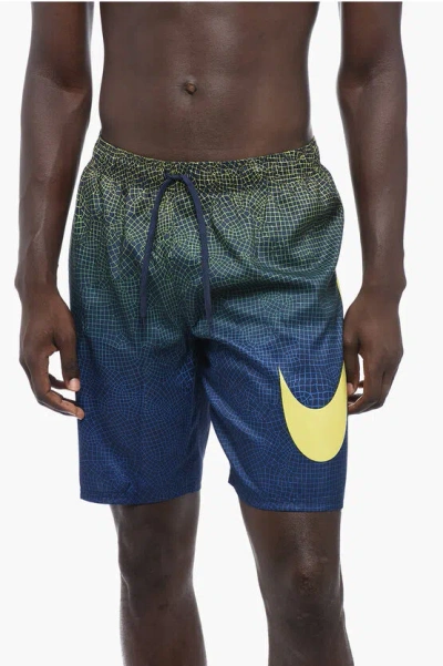 Nike Maxi Logo Printed Grid Swoosh Swim Shorts In Multi