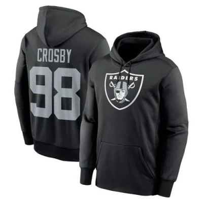 Nike Men's Maxx Crosby Black Las Vegas Raiders Player Name Number Performance Pullover Hoodie