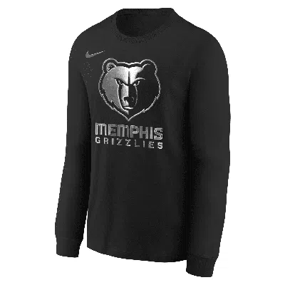 Nike Memphis Grizzlies Courtside Big Kids'  Nba Boxy Long-sleeve T-shirt In Black