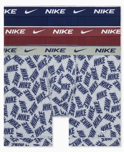 Nike Men's 3-pack Dri-fit Essential Cotton Stretch Boxer Briefs In Blue