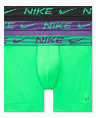 Nike Men's 3-pack Dri-fit Essential Micro Boxer Briefs In Green