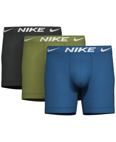 Nike Men's 3-pk. Dri-fit Essential Micro Boxer Briefs In Star Blue,pear,anthracite