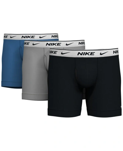 Nike Men's 3-pk. Dri-fit Essential Cotton Stretch Boxer Briefs In Star Blue,wolf Grey,black