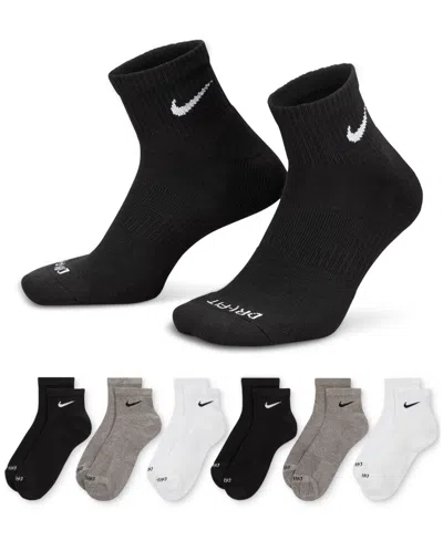 Nike Men's 6-pk. Dri-fit Quarter Socks In Multi Black