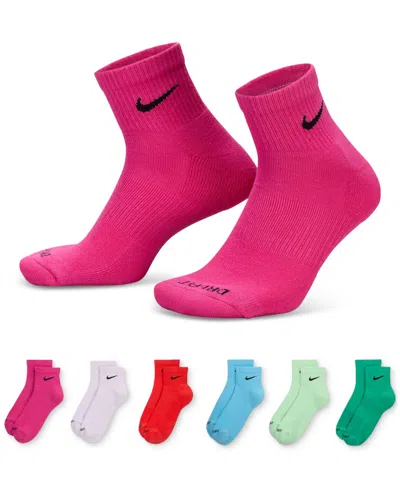 Nike Men's 6-pk. Dri-fit Quarter Socks In Pink