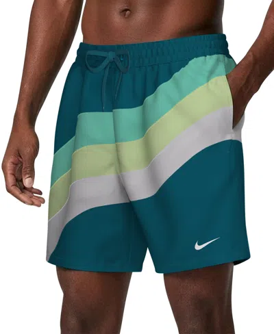 Nike Men's 7" Breaker Brief-lined Volley Swim Shorts In Blue
