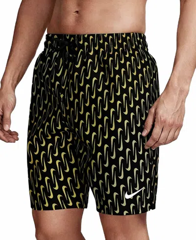 Nike Men's 7" Breaker Linked Swoosh Volley Swim Shorts In Multi