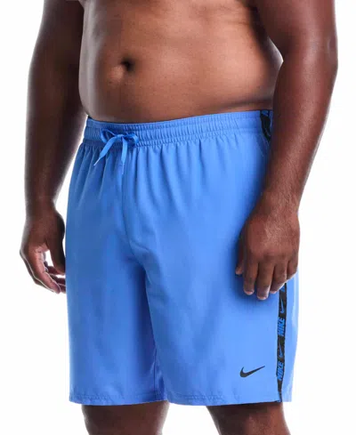 Nike Men's 9" Big & Tall Breaker Logo Tape Volley Swim Shorts In Blue