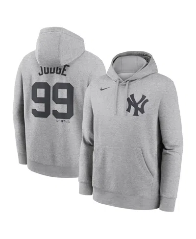 Nike Men's Aaron Judge Heather Gray New York Yankees Player Name Number Club Fleece Pullover Hoodie