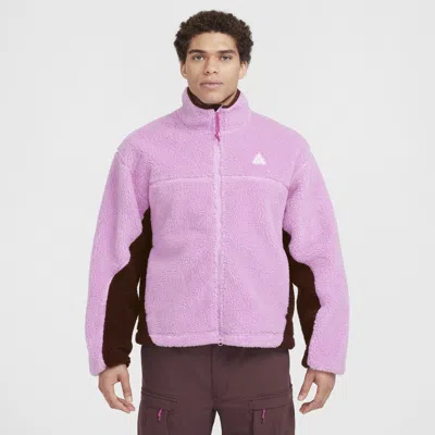 Nike Acg Canwell Glacier Logo-embroidered Therma-fit Adv Fleece Jacket In Pink