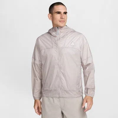 Nike Acg Cinder Cone Logo-embroidered Nylon Hooded Jacket In Gray