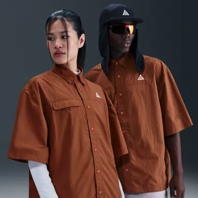 Nike Men's  Acg "orb Weaver" Uv Repel Short-sleeve Shirt In Brown