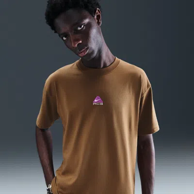 Nike Acg Logo-embroidered Dri-fit T-shirt In Brown