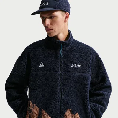 Nike Men's  Acg Usa Therma-fit Adv Windproof Full-zip Fleece Jacket In Black