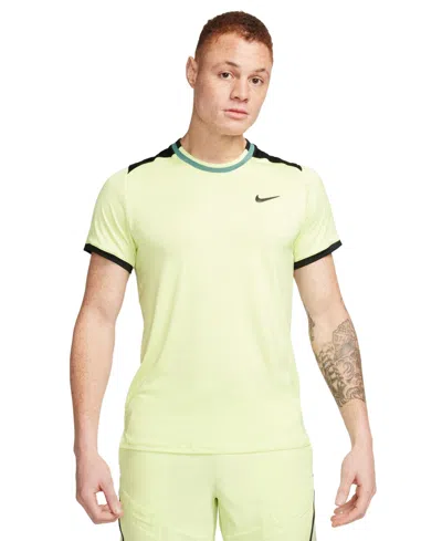 Nike Men's Advantage Dri-fit Logo Tennis T-shirt In Lt Lemon Twist,black,bicoastal,black