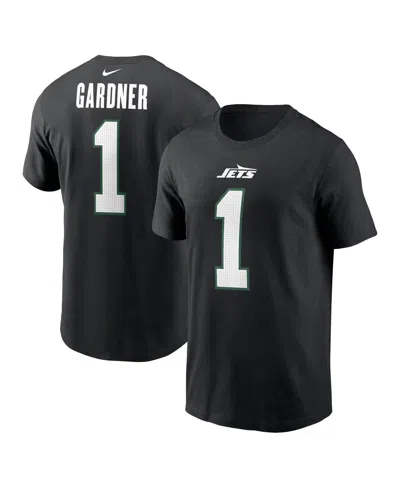 Nike Men's Ahmad Sauce Gardner Black New York Jets Name Number T-shirt