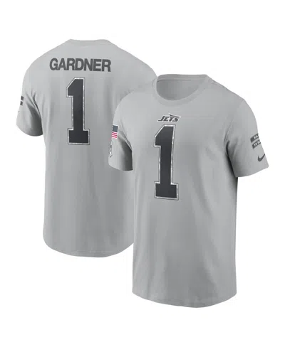 Nike Ahmad Sauce Gardner Gray New York Jets 2024 Salute To Service Name & Number T-shirt