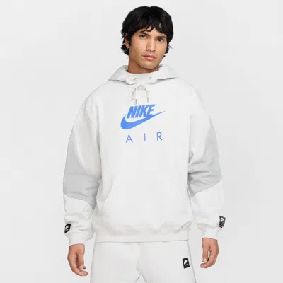 Nike Men's Air Fleece Pullover Hoodie In Photon Dust/light Smoke Grey/hyper Royal