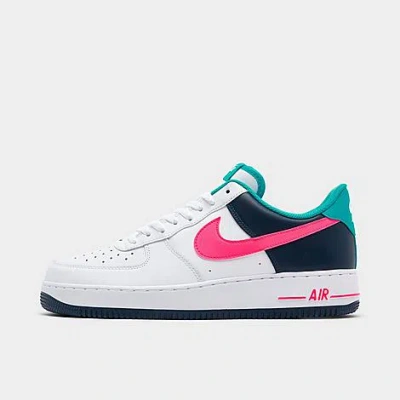 Nike Men's Air Force 1 '07 Casual Shoes In White/racer Pink/thunder Blue