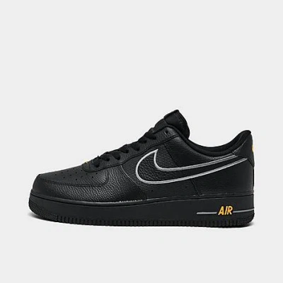 Nike Men's Air Force 1 '07 Se Casual Shoes In Black/laser Orange/metallic Silver