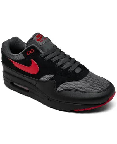 Nike Men's Air Max 1 Essential Casual Sneakers From Finish Line In Black,red