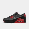 Shop Nike Men's Air Max 90 Casual Shoes In Black/iron Grey/fire Red/smoke Grey